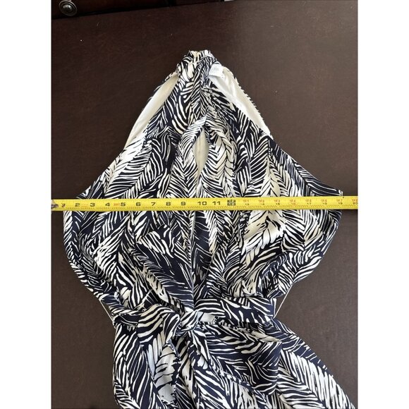 Club Monaco Priscilla Womens Jumpsuit Blue/White Leaf Print Halter Neck Size 12 - Picture 7 of 8